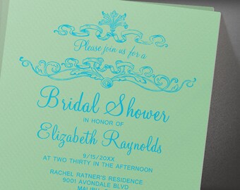 Blue Simple Luxury Bridal Shower invites