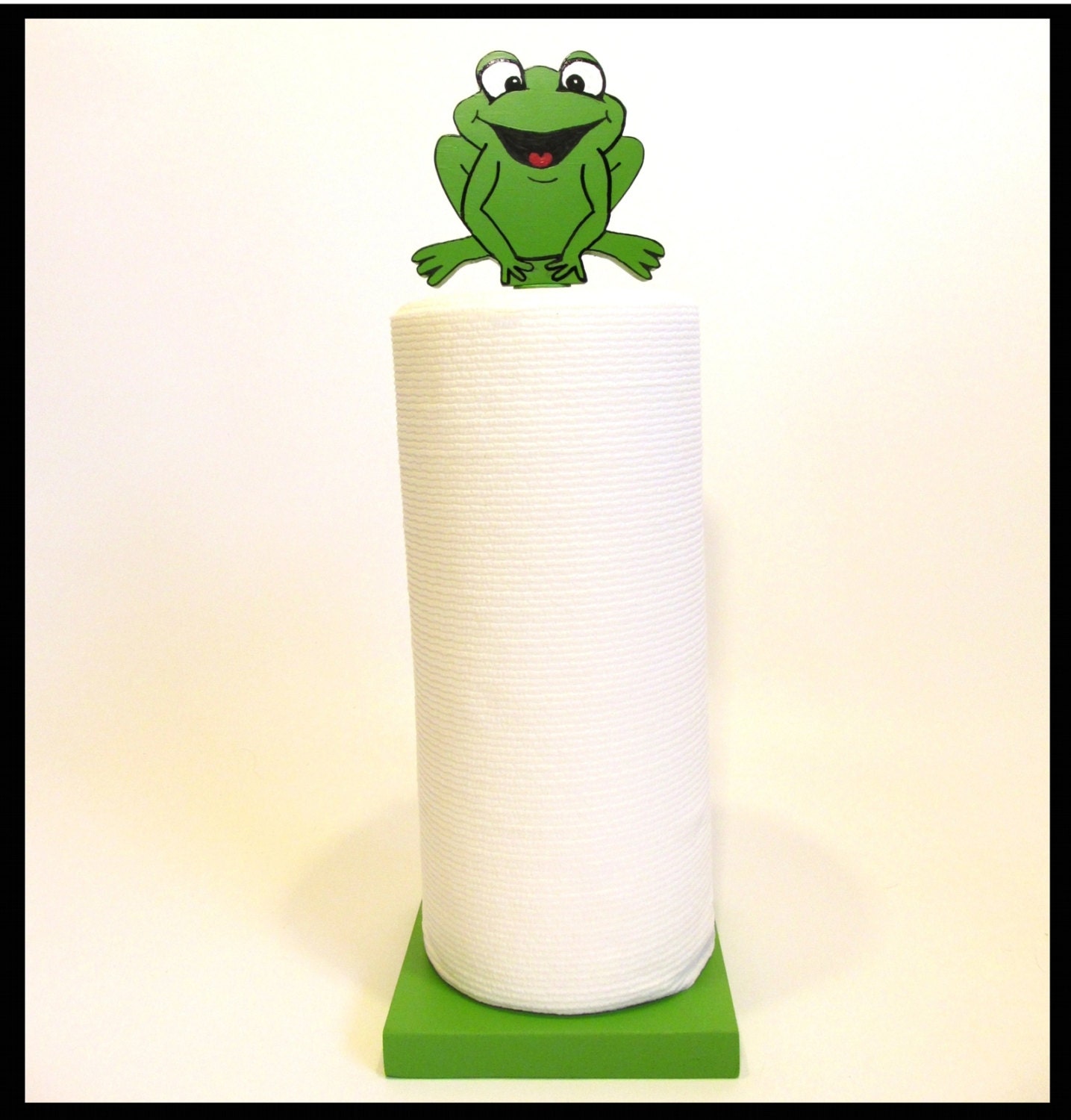 Items similar to Wooden Paper Towel Holder Frog on Etsy