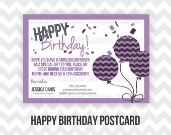 Thirty-One Happy Birthday Postcard Printable Direct Sales MLM Business ...