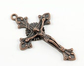 Antique Copper Crucifix Starburst Large Pendant Rosary Part