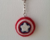 Needle Felted Captain America Shield Keychain