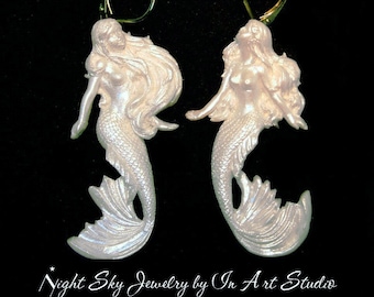 Mermaid Earrings White Pearl Mermaid Jewelry Wedding Jewelry Mermaid jewellery