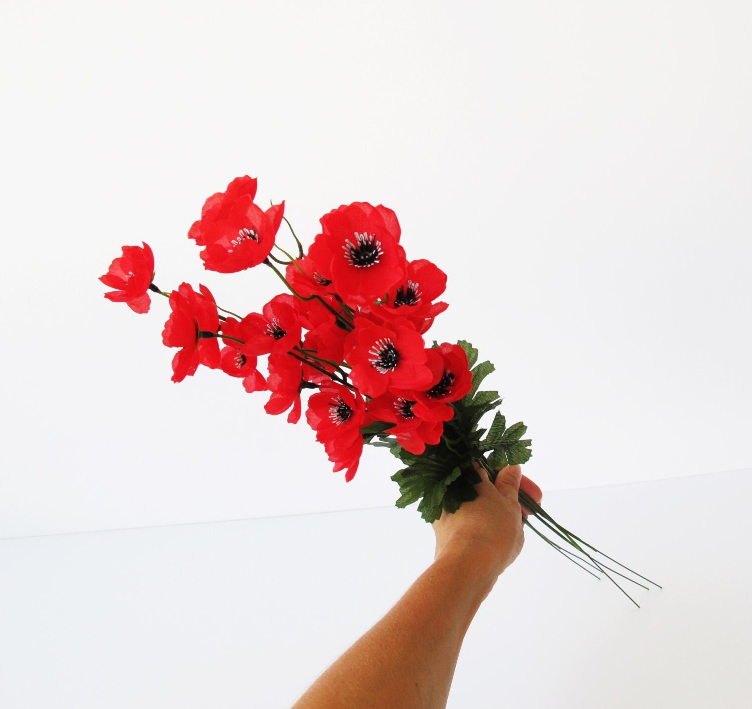 GRAND SALE 5 Artificial Flowers Silk Poppy by Flowersfield on Etsy