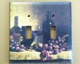 Red Wine and Grapes Light Switch Plate Cover Home Decor *Choose Cover Type*