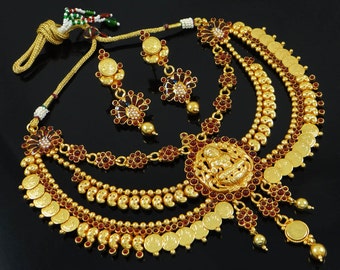 Wedding Jewelry Gold Plated Necklace Traditional Indian Jewelry Bridal ...