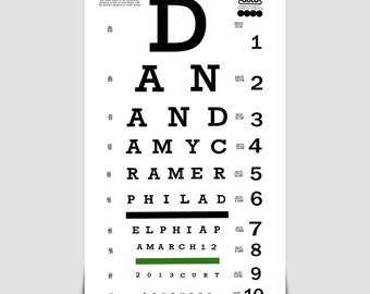 Customized Vintage Eye Chart - Wedding, Birthday, Anniversary, Baby ...