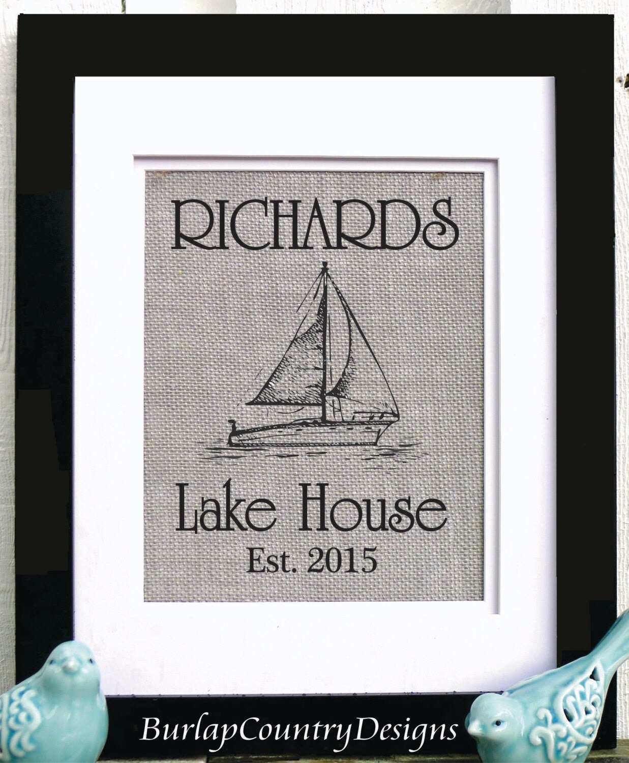 Lake wall decor lake house art lake house burlap anchor