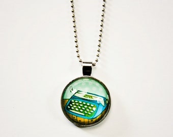 TYPEWRITER Necklace - gift for writers writer gift writer jewelry gifts for authors, typewriter jewelry blue typewriter charm necklace