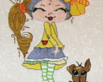 Bestie - Lou Lou and Zeke Embroidery Design - 5x7 hoop