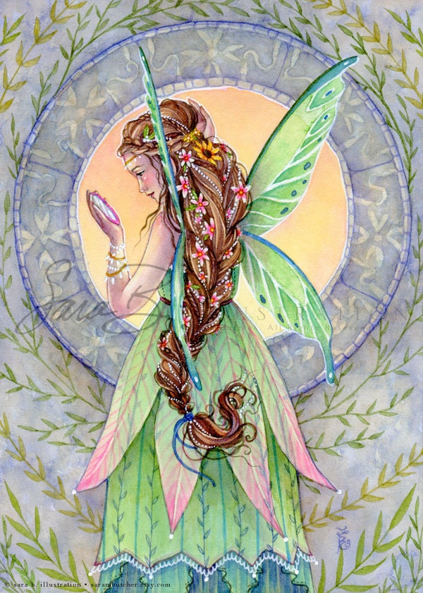 Fairy Art Emerald Green Fairy Print Beautifully by sarambutcher