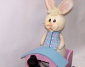 Easter Bunny Candy Train Centerpiece Hand Painted Primitive Folk Art Bunny Gourd OFG