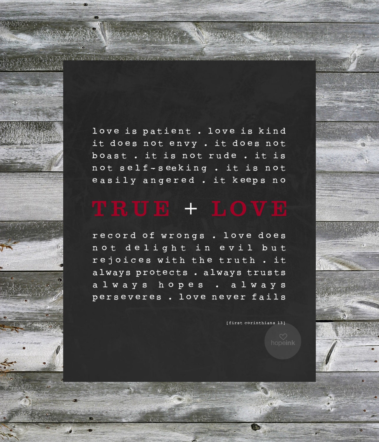 Wedding Scripture Art Print 1 Corinthians 13 True Love by hopeink