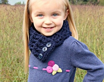 Navy Blue Kids Scarf Navy Kids Scarf Navy Scarflette Blue Scarflette Girls Scarflette Boys Scarflette Girls Scarf Boys Scarf Buttown Cowl