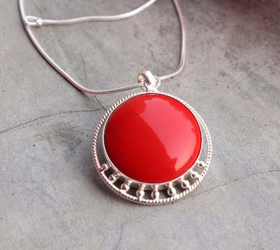 Artisan pendant coral pendant Red Coral pendant by Studio1980