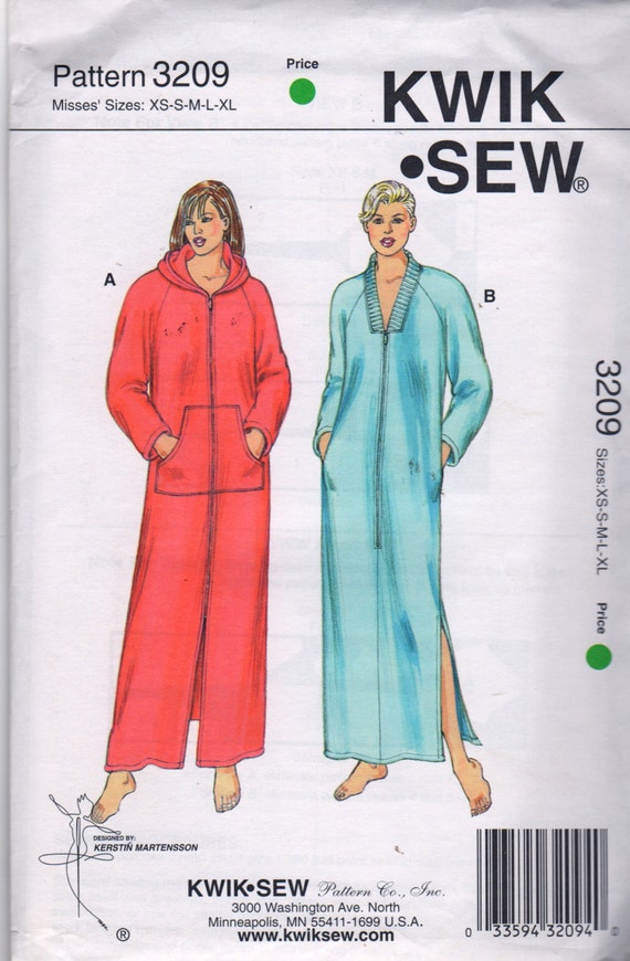 Sewing Pattern Zip Front Robe | kwik sew 3209 misses zip front robe pattern optional by Sewing Pattern Zip Front Robe | kwik sew 3209 misses zip front robe pattern optional by