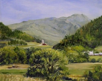 Vermont Landscape Oil On Canvas Nature Painting Original Art Scenic Mountain