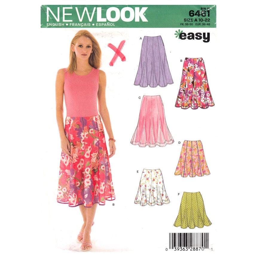 New Look 6481 Womens Godet Skirt Pattern Three Lengths Size 10