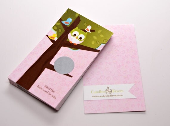 Owl - Look Whooo's Having A Baby Girl - Baby Shower Scratch Off Game Pack of 20 Cards Il_570xn