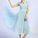 Light blue chiffon maxi wedding dress prom dress (608)