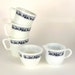 Vintage Set of 3 Vintage Pyrex coffee cups & creamer and sugar bowl Class cup White milk glass mug Cream pitcher Old Town Blue pattern G IN