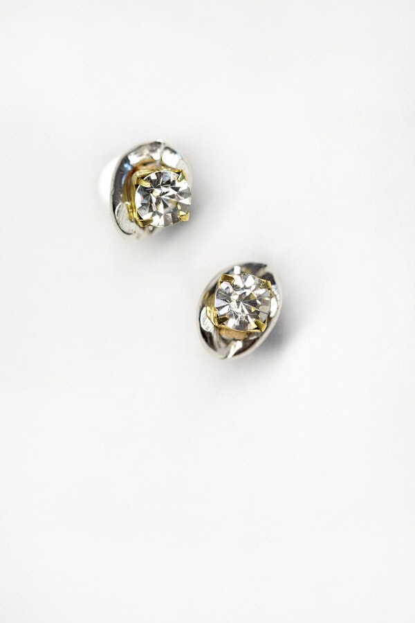 Chain Link Stud Earrings Silver