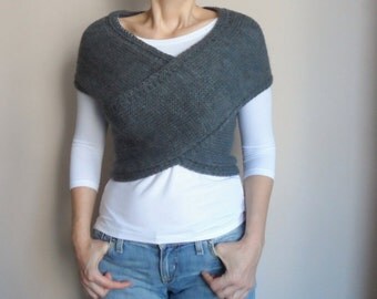 Grey knitted vest | Etsy