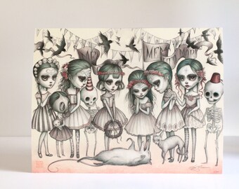 Memento Mori - Limited Edition signed 8x10 pop surrealism Fine Art Print by Mab Graves - Dia de los Muertos Calaveras