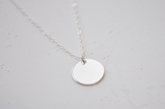 Silver Disc Necklace sterling silver round by adenandclaire