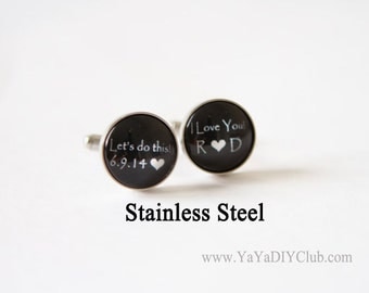 Grooms Gift from bride, Wedding Cufflinks for Groom Cuff Links, Custom Cufflinks, Personalized Cufflinks Groom Gift