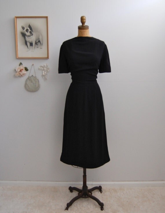 Vintage 50s Dress 50s Black Dress The Helen