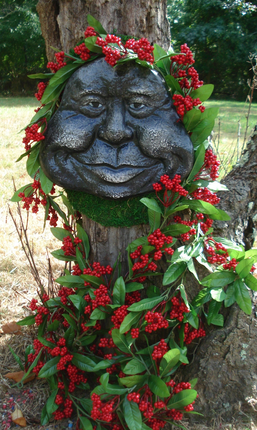 Smiley Face gardener gift Garden sculpture zen garden