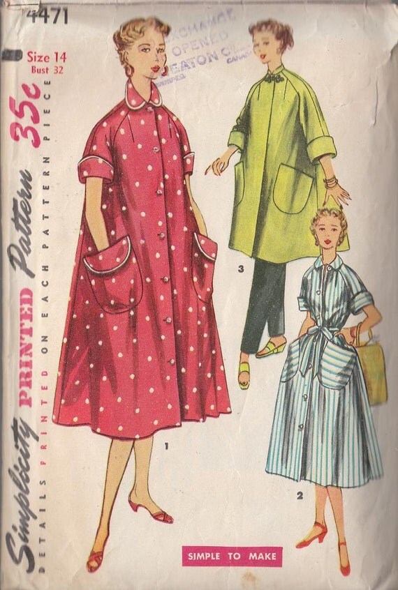 Vintage Sewing Pattern Women's 1950s Robe Housecoat Lounge