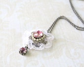 Bridal Rhinestone Necklace , Bridal Necklace , Bridal Swarovski Crystal Lilac Necklace By TalilaDesign