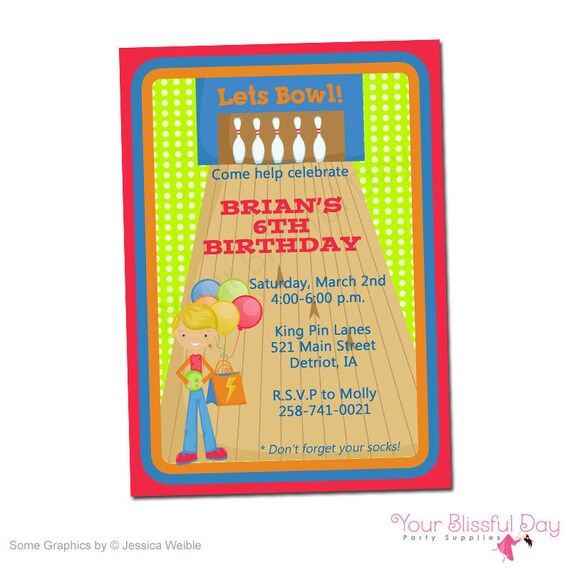 PRINTABLE Boy Bowling Party Invitation Il_570xn