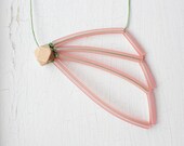 Pink Geometric Pendant Necklace- Urban Contemporary Jewelry- Butterfly wing
