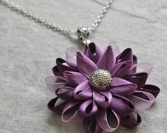 Purple Necklace, Purple Pendant Necklace, Purple Gifts, Plum Necklace, Purple Flowers, Purple Flower Necklace, Amethyst, Purple Jewelry