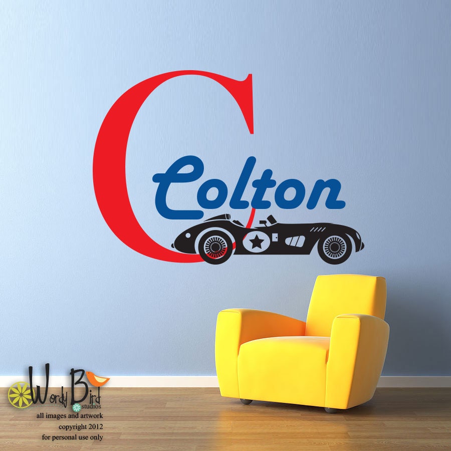 Race Car Name Decal Monogram Personalized by wordybirdstudios