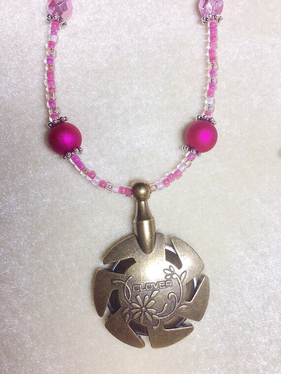 Pink Yarn & Thread Cutter Necklace Beaded by JillsHandmadeStuff