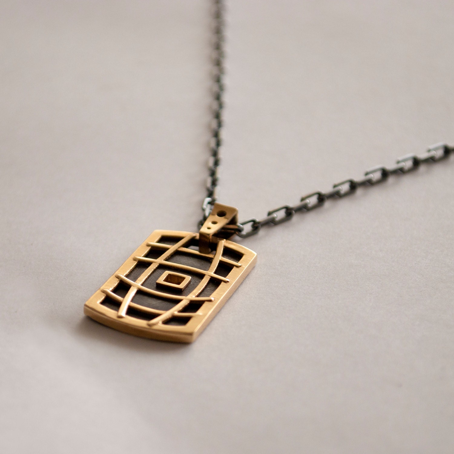 Dogtag- 14K Gold Pendant, 14K Gold Necklace, Mens pendant, solid gold pendant, Gold Dogtag, Dog tag, steampunk pendant