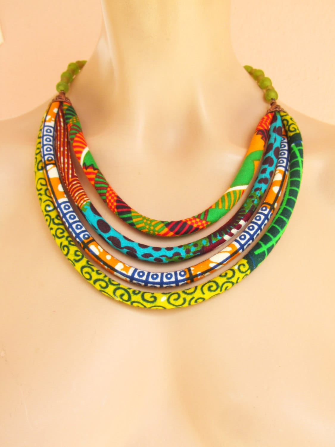 Bib Necklace African wax print fabric necklace Recycled