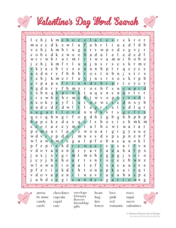 items similar to valentines day i love you word search instant