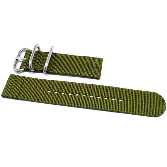 Two Piece Ballistic Nylon NATO Watch Strap Olive