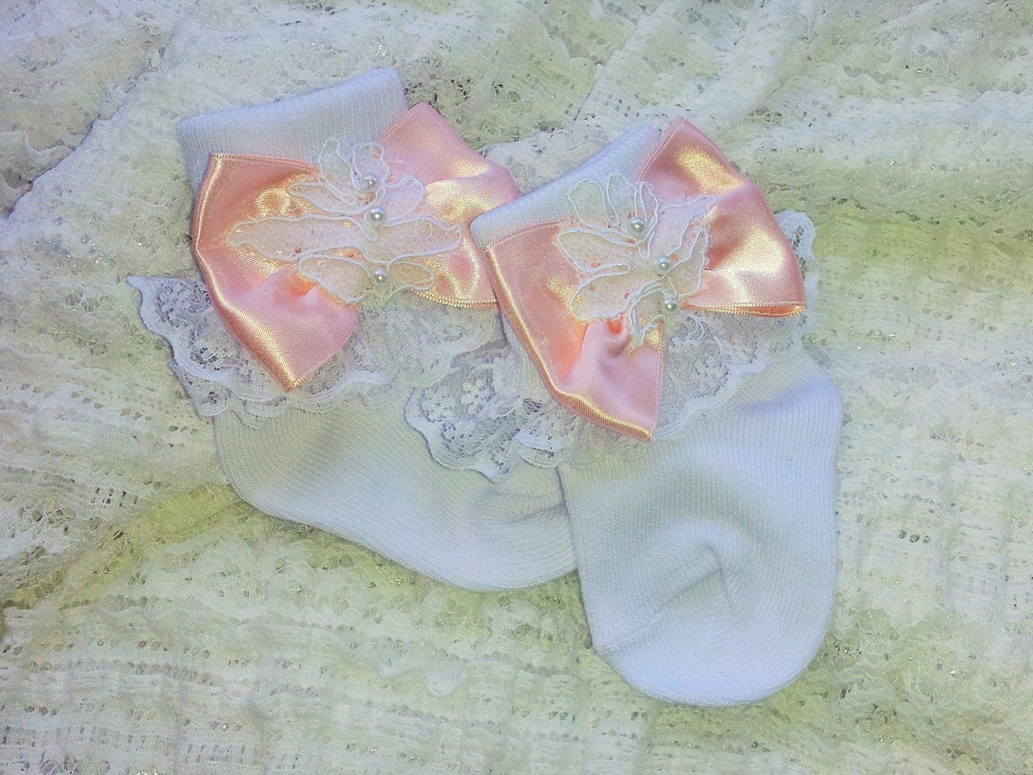 Newborn Girl Layette Lace Ruffled Socks