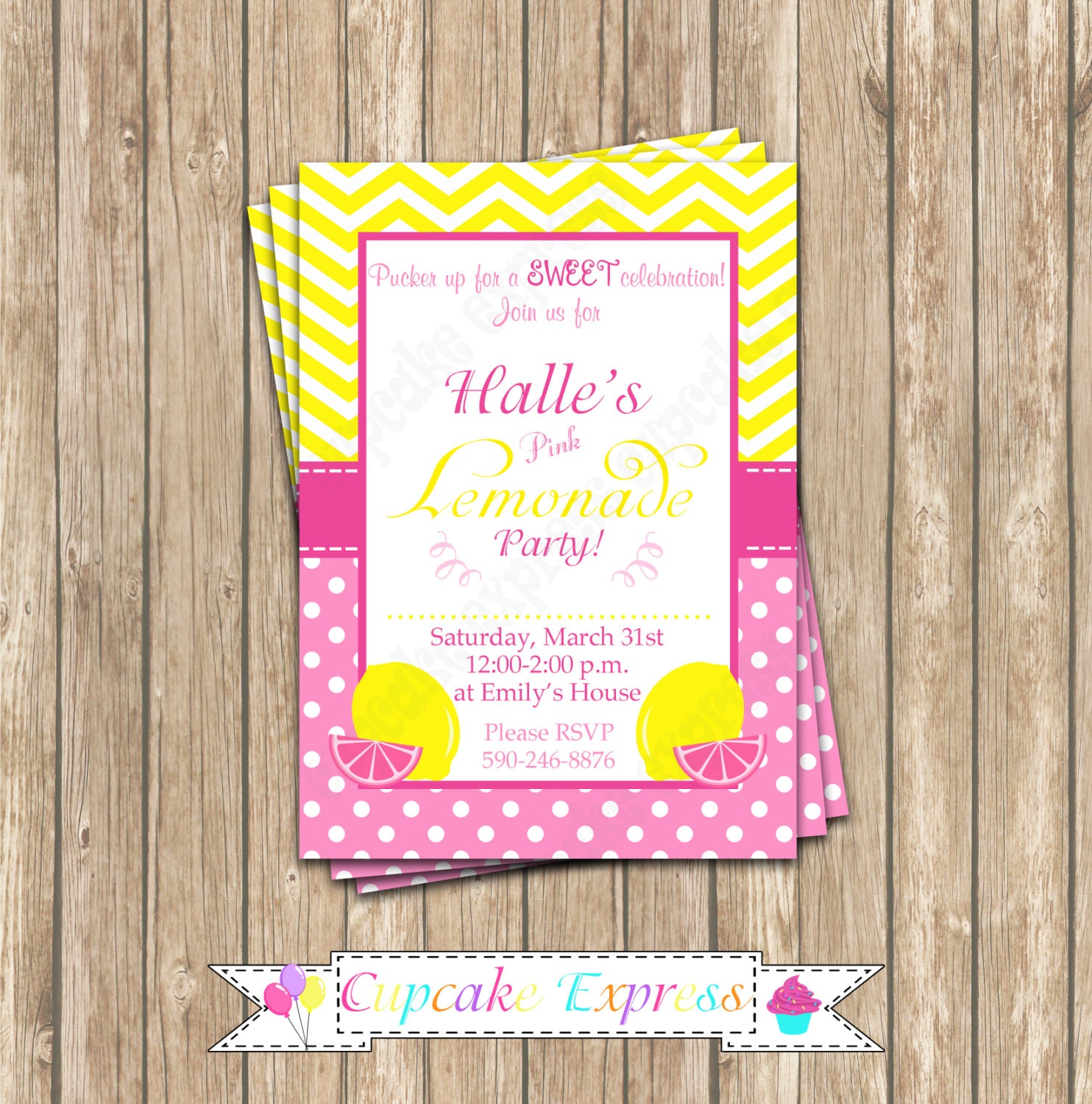 Pink Lemonade stand Invitation Birthday Party PRINTABLE