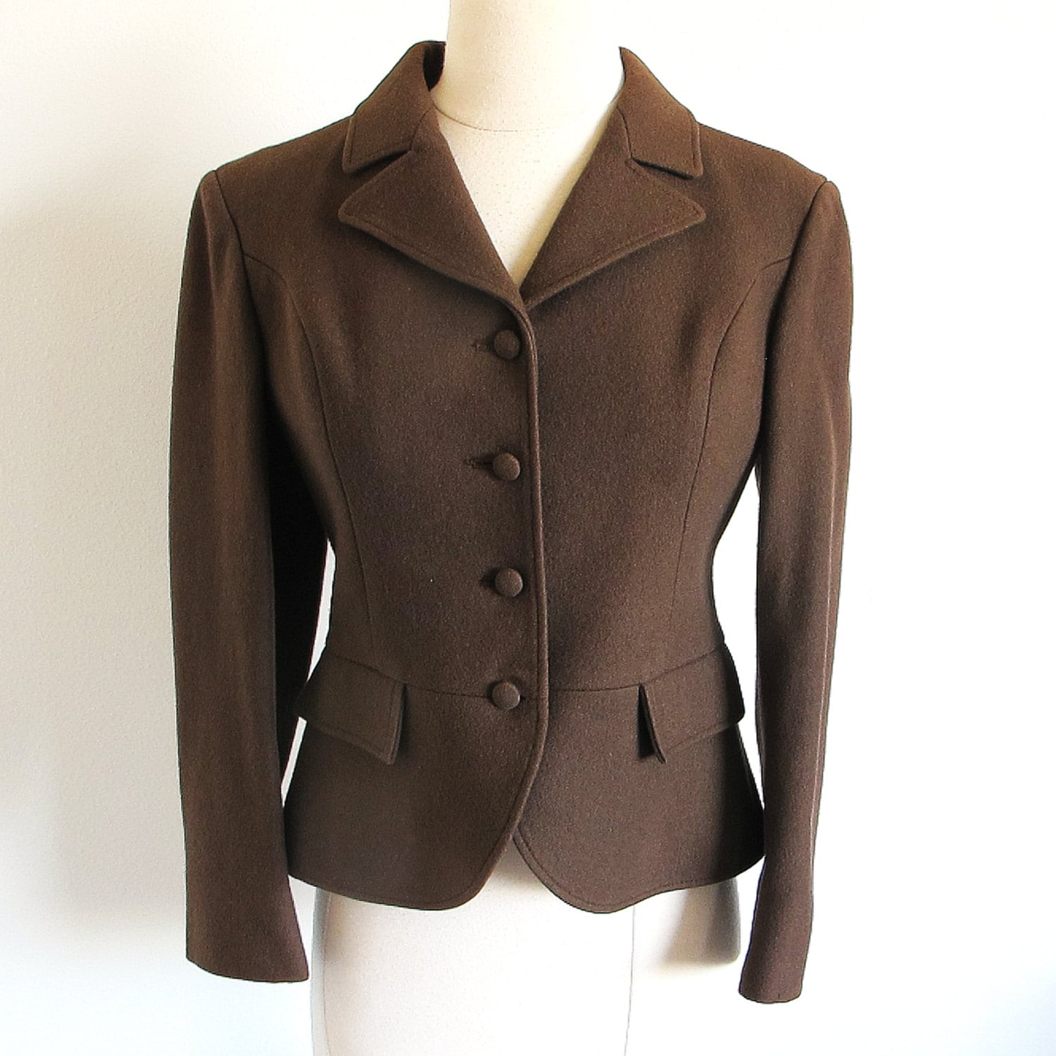 Vintage 50s Wool Jacket Small Tailored Brown by StraylightVintage