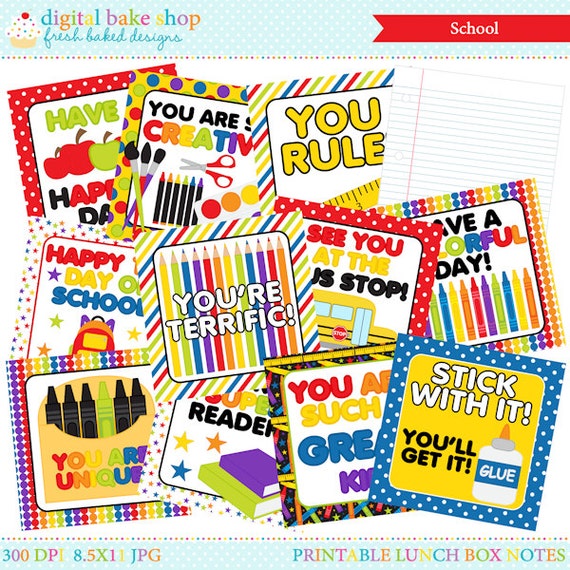 school lunch box notes printable digital by