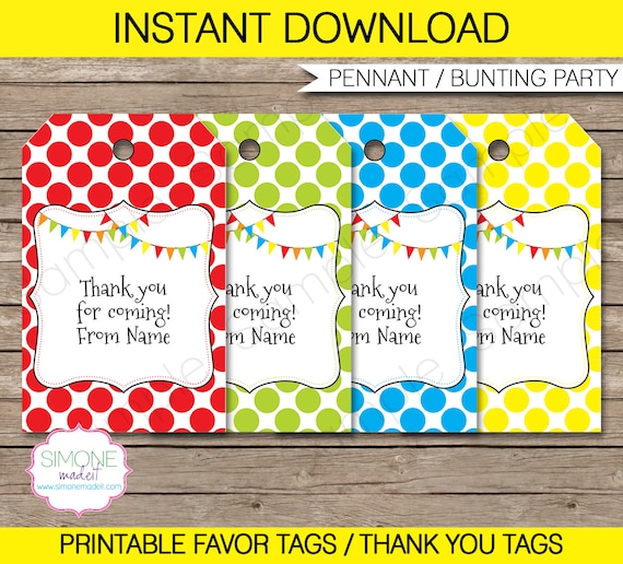 Editable Favor Tags - Thank You Tags - Birthday Party Favors - INSTANT ...