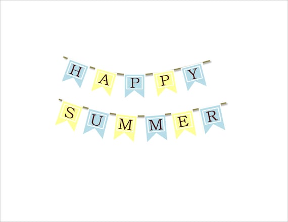 Happy Summer Banner Printable Print Your own Seasonal Banners Pdf Printable Banner Make Your Own Craft All Summer Winter Spring Autumn