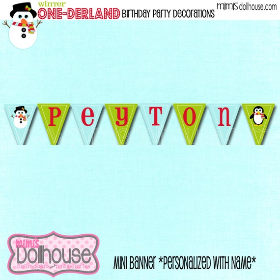 Personalized Winter One-derland Red Mini Banner-Christmas Mini Banner Red- Winter Wonderland Mini Banner Red -PDF Il_570xn