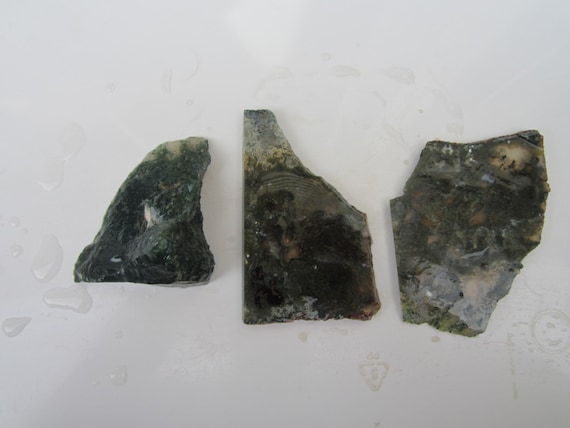 Green Moss Agate rough lapidary slabs(S52)